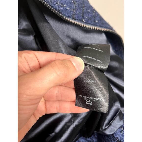 T Tahari Blue Jacket Size M Sparkle Zippers Biker Y2K Business Causal - Picture 7 of 16